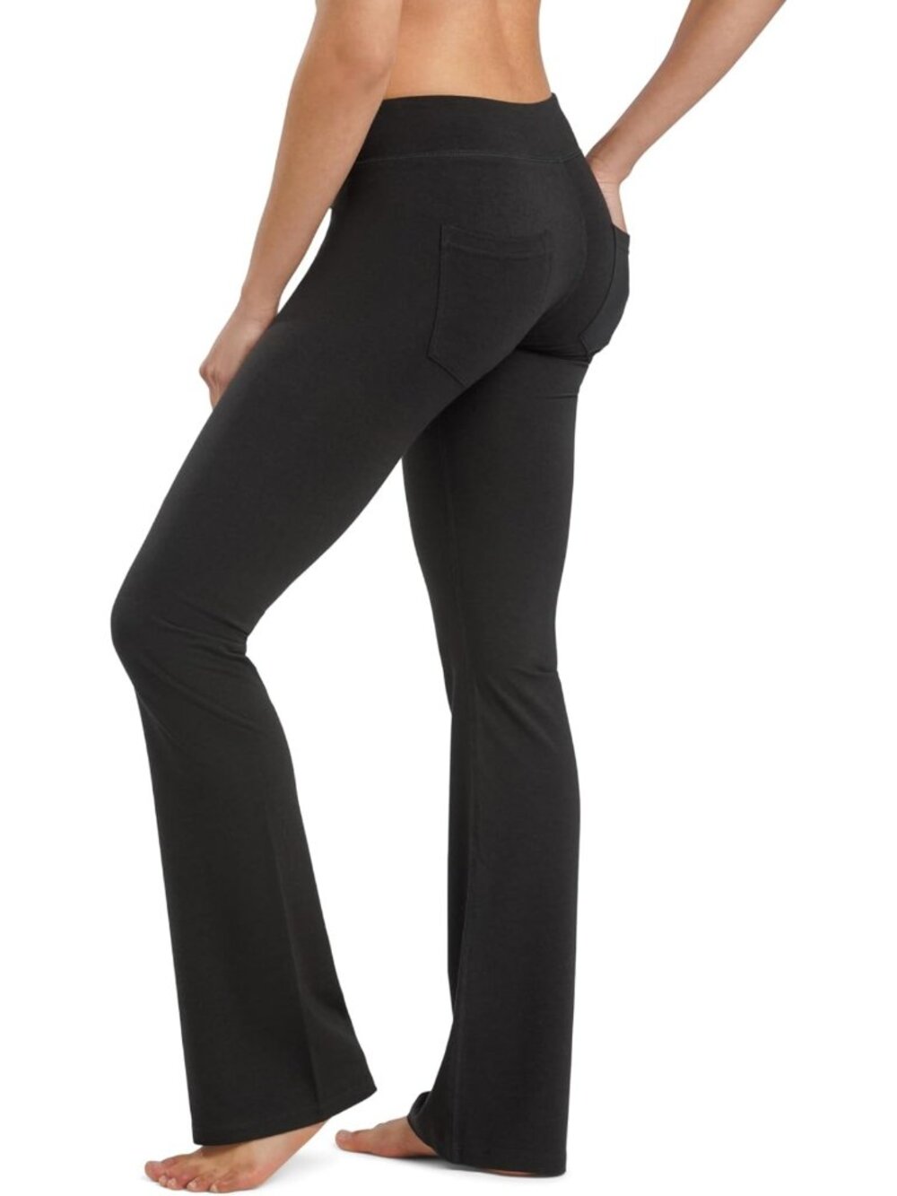 Eco-Friendly Bootcut Yoga Pants for Women | Classic Fit with Back Pockets